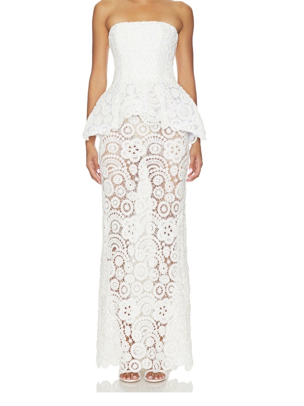 Gal Embroidery Peplum Maxi Dress